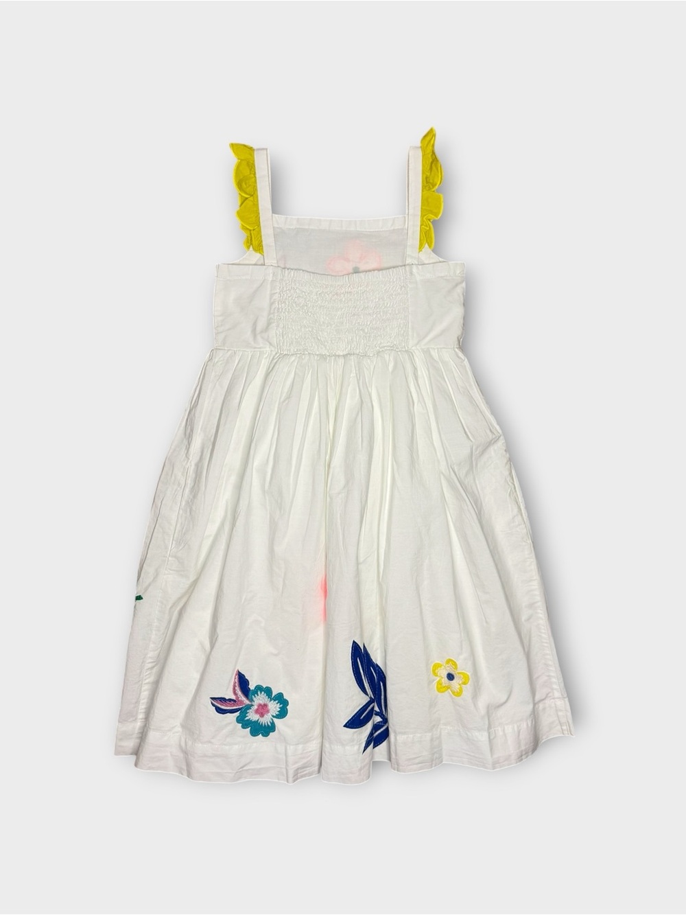 Mini Boden White Embellished Vine Floral Frill Sleeve Tank Dress - Picture 7 of 10